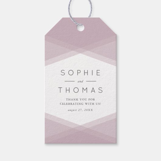 Mauve Layered Geometric & Dark Purple 結婚's ギフトタグ (正面)