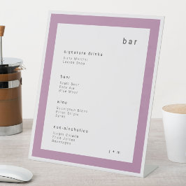  Mauve lilac minimalist wedding Bar Pedestal Sign 台座サイン
