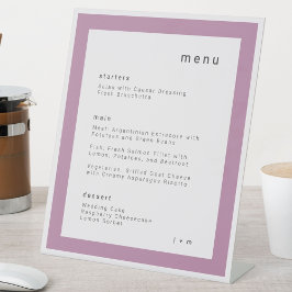 Mauve lilac wedding menu Pedestal Sign 台座サイン