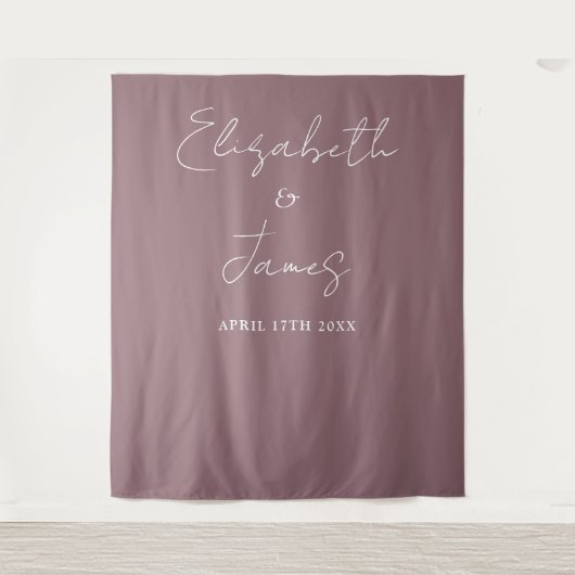 Mauve Minimalistエレガントの写結婚真の背景 タペストリー (正面)