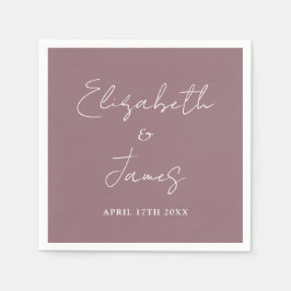 Mauve Minimalistモダンスクリプ結婚ト スタンダードカクテルナプキン