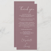 Mauve Minimalist 結婚's Thank You座席表 メニュー (正面/裏面)