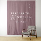 Mauve Minimalist Monogramの結婚写真の背景 タペストリー (インサイチュ)