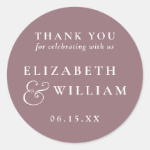Mauve Minimalist Monogram結婚's Thank You