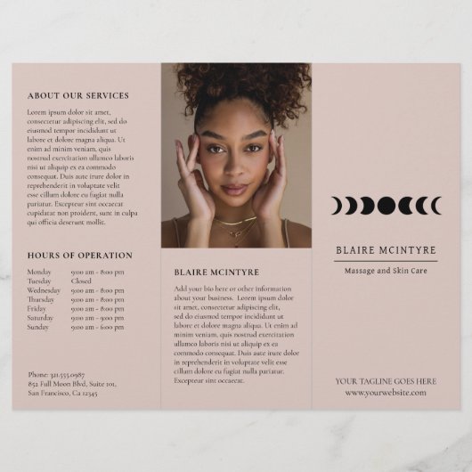 Mauve Moon Phasesモダン Three Foldエレガントパンフレット (正面)