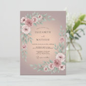 Mauve Muted Botanical Wedding 招待状 (スタンド正面)