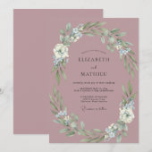 Mauve Muted Meadow Wedding 招待状 (正面/裏面)