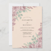 Mauve Muted Romantic Wedding 招待状 (正面)