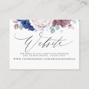 Mauve Navy Blueフローラ結婚のWebサイトカード 名刺