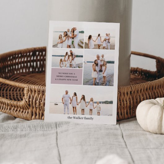 Mauve Neutral モダン 5枚の写真エレガント シーズンカード