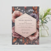 Mauve Nocturnal Bloom Wedding 招待状 (スタンド正面)
