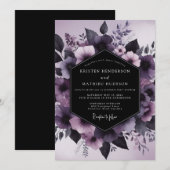 Mauve Nocturnal Flora Wedding 招待状 (正面/裏面)
