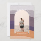 Mauve Orangeコンテンポラリー写真ありがストライプのとうございます 招待状 (正面)