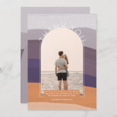 Mauve Orangeコンテンポラリー写真ありがストライプのとうございます 招待状 (正面/裏面)