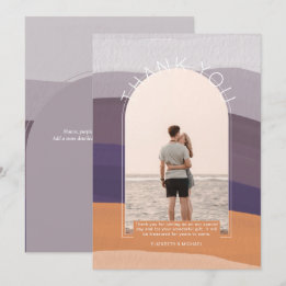 Mauve Orangeコンテンポラリー写真ありがストライプのとうございます 招待状