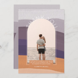 Mauve Orangeコンテンポラリー写真ありがストライプのとうございます 招待状