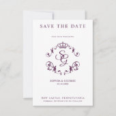 Mauve Ornamental Border with Crown & Initials (正面)