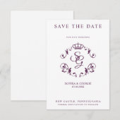 Mauve Ornamental Border with Crown & Initials (正面/裏面)