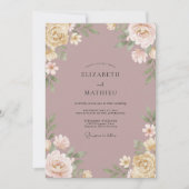 Mauve Painterly Blossom Wedding 招待状 (正面)