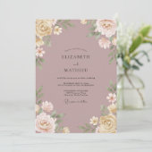 Mauve Painterly Blossom Wedding 招待状 (スタンド正面)
