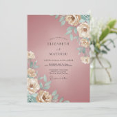 Mauve Painterly Floral Romantic Wedding 招待状 (スタンド正面)