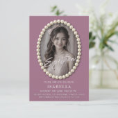 Mauve Pearl エレガント 18誕生日写真 招待状 (スタンド正面)