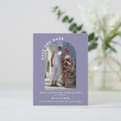 Mauve Photo日付の保存招待状 ポストカード (スタンド正面)