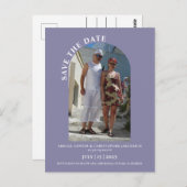 Mauve Photo日付の保存招待状 ポストカード (正面/裏面)