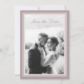Mauve Photo Wedding Save the Date Card 招待状 (正面)