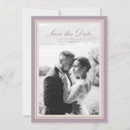 Mauve Photo Wedding Save the Date Card 招待状