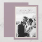 Mauve Photo Wedding Save the Date Card 招待状 (正面/裏面)