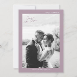 Mauve Photo Wedding Save the Date Card 招待状