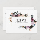 Mauve Pink and Purpleフローラ結婚DIYの反応 インビテーションポストカード (正面/裏面)