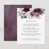  Mauve Pink and Purple Floral Guest Details エンクロージャーカード (正面/裏面)