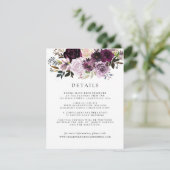  Mauve Pink and Purple Floral Guest Details エンクロージャーカード (スタンド正面)