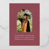 Mauve Pink Archモダン卒業写真スクリプト 箔シーズンカード (裏面)