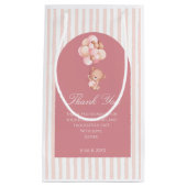 Mauve Pink Balloons floral, Cute Teddy Bear スモールペーパーバッグ (正面)