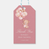 Mauve Pink, Cute Teddy Bear Balloons ギフトタグ (正面)
