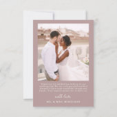 Mauve Pink Five Photo Collage Script 結婚's サンキューカード (裏面)