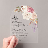 Mauve Pink Floral Bouquet Islamic Muslim Wedding アクリル招待状 (インサイチュ (ポータブル))