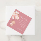 Mauve Pink Florals, Balloons Cute Teddy Bear フェイバータグ (インサイチュ)