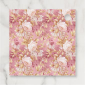 Mauve Pink Florals, Balloons Cute Teddy Bear フェイバータグ (裏面)