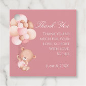 Mauve Pink Florals, Balloons Cute Teddy Bear フェイバータグ (正面)