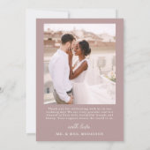 Mauve Pink Four Photo Collage Script 結婚's サンキューカード (裏面)