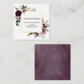 Mauve Pink Roseフローラとパープル結婚のウェブサイト エンクロージャーカード (正面/裏面)