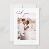 Mauve Pink Script Photoの結婚サンキューカード サンキューカード (正面)