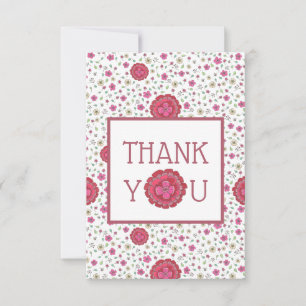  Mauve Pink Spring Floral Thank You サンキューカード