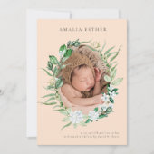 Mauve Pink Vertical Photoベビー誕生発表 招待状 (正面)