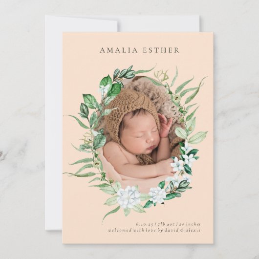 Mauve Pink Vertical Photoベビー誕生発表 招待状 (正面)