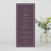 Mauve Plum Monogram Wedding Long Menu 招待状 (スタンド正面)